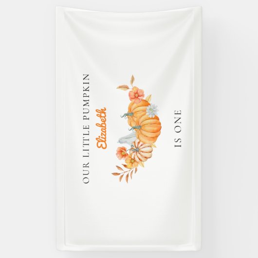 私たちのリトルカボチャ1st誕生日フローラ水色 横断幕 (縦)