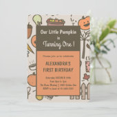 私たちのリトルカボチャ1st誕生日招待状秋 招待状 (スタンド正面)