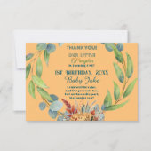 私たちのリトルカボチャ1st誕生日秋リースオレンジ サンキューカード (正面)