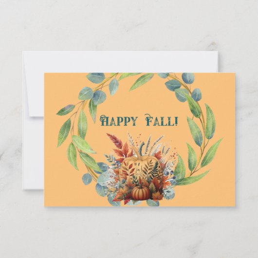 私たちのリトルカボチャ1st誕生日秋リースオレンジ サンキューカード (裏面)