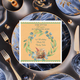 私たちのリトルカボチャ1st誕生日秋リースオレンジ スタンダードランチョンナプキン