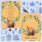 私たちのリトルカボチャ1st誕生日秋リースオレンジ 招待状