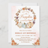 私たちのリトルカボチャ1st誕生日金ゴールドフローラパーティー 招待状 (正面)