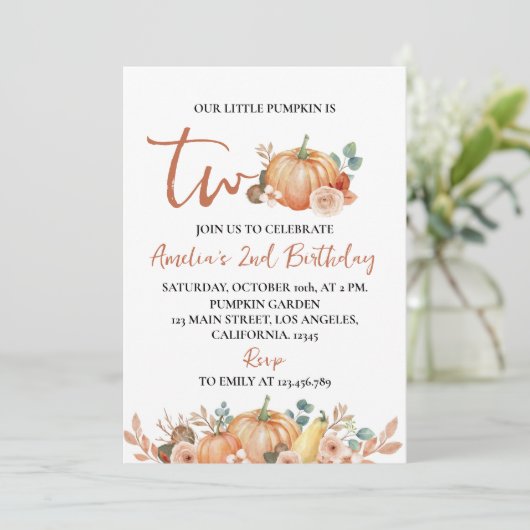 私たちのリトルカボチャ2nd誕生日招待状 招待状 (スタンド正面)