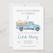 私たちのリトルカボチャ/ブルートラック誕生日招待状 招待状 (正面)
