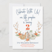 私たちのリトルカボプキンセカンド誕生日ブルー招待状 招待状 (正面)