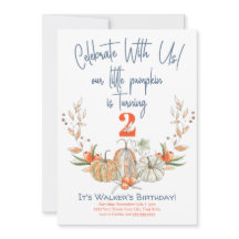 私たちのリトルカボプキンセカンド誕生日ブルー招待状