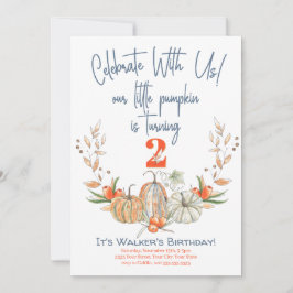 私たちのリトルカボプキンセカンド誕生日ブルー招待状 招待状