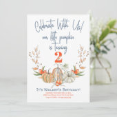 私たちのリトルカボプキンセカンド誕生日ブルー招待状 招待状 (スタンド正面)