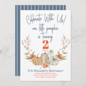 私たちのリトルカボプキンセカンド誕生日ブルー招待状 招待状 (正面/裏面)