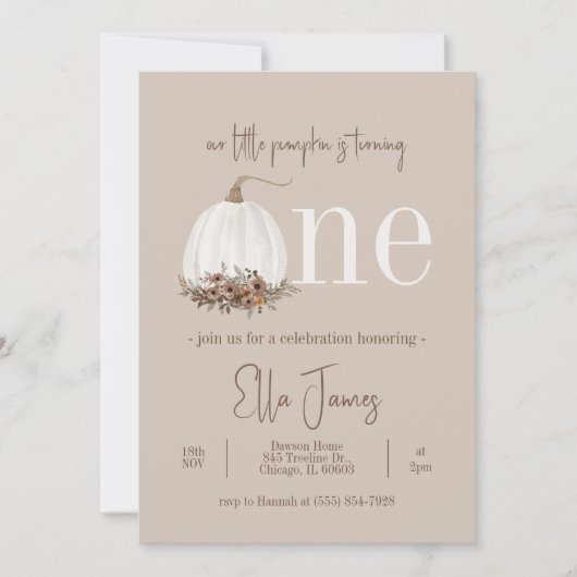 私たちのリトルカボプキンファースト誕生日招待状 招待状 (正面)