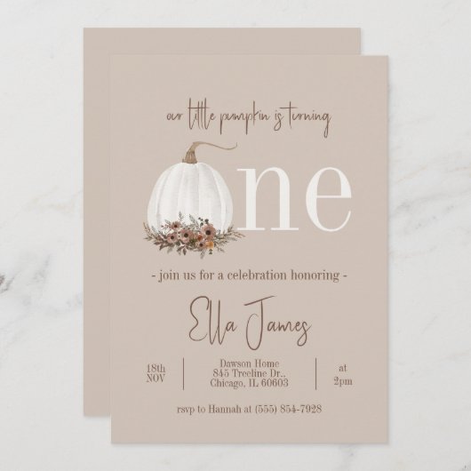 私たちのリトルカボプキンファースト誕生日招待状 招待状 (正面/裏面)