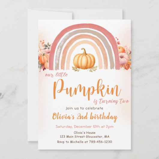 私たちのリトルカンプキンボホレインボー秋2nd誕生日 招待状 (正面)