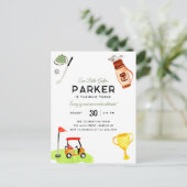 私たちのリトルゴルファーバッグカートキッズゴルフ誕生日 ポストカード (スタンド正面)