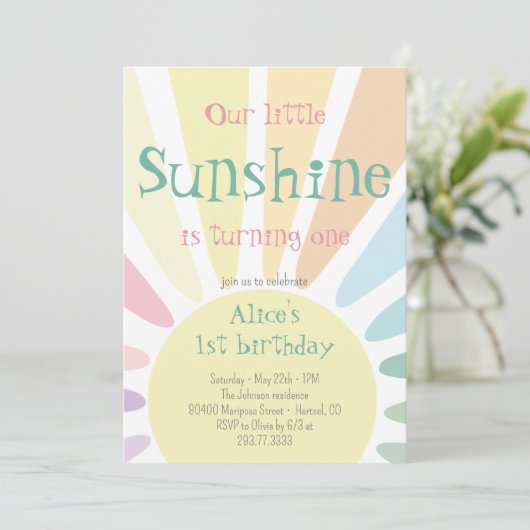 私たちのリトルサンシャインは、1つの誕生日パーティーを回している 招待状 (スタンド正面)