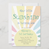 私たちのリトルサンシャインは、1つの誕生日パーティーを回している 招待状 (正面)