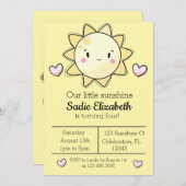 私たちのリトルサンシャインガールズイエロー誕生日 招待状 (正面/裏面)