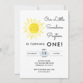 私たちのリトルサンシャインガール1st誕生日パーティー 招待状 (正面)