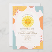 私たちのリトルサンシャインサンミニマルレトロ1st誕生日 招待状 (正面)