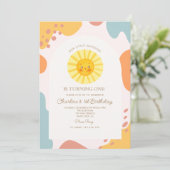 私たちのリトルサンシャインサンミニマルレトロ1st誕生日 招待状 (スタンド正面)