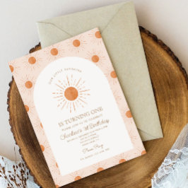 私たちのリトルサンシャインサンミニマルレトロ1st誕生日 招待状