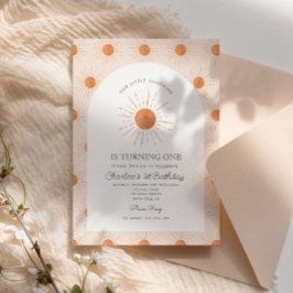 私たちのリトルサンシャインサンミニマルレトロ1st誕生日 招待状