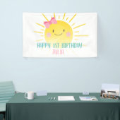 私たちのリトルサンシャインピンクガール誕生日背景 横断幕 (トレードショー)