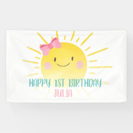 私たちのリトルサンシャインピンクガール誕生日背景 横断幕