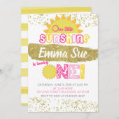 私たちのリトルサンシャインファースト誕生日 招待状 (正面/裏面)