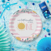 私たちのリトルサンシャインフローラピンクストライプ誕生日 ペーパープレート (パーティー)