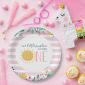 私たちのリトルサンシャインフローラピンクストライプ誕生日 ペーパープレート (パーティー)