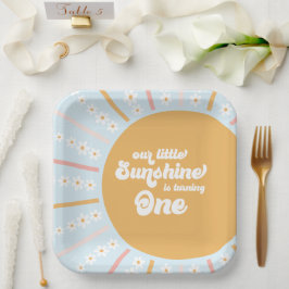 私たちのリトルサンシャインボホフローラの最初の誕生日 ペーパープレート