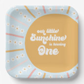 私たちのリトルサンシャインボホフローラの最初の誕生日 ペーパープレート (正面)