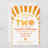 私たちのリトルサンシャインボホベビーの第2の誕生日パーティー 招待状 (正面)