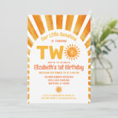 私たちのリトルサンシャインボホベビーの第2の誕生日パーティー 招待状 (スタンド正面)