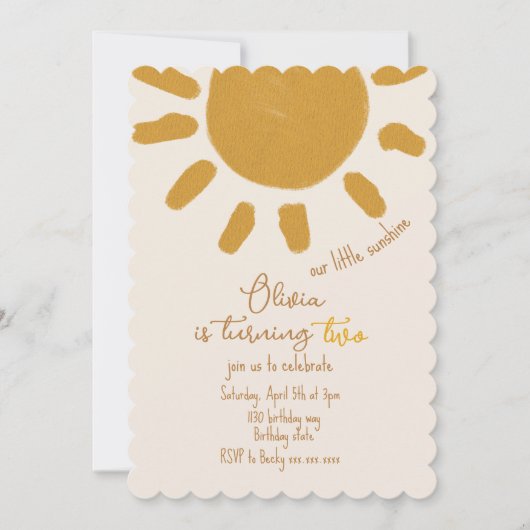 私たちのリトルサンシャインボーイガール誕生日 招待状 (正面)