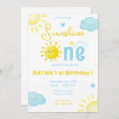 私たちのリトルサンシャインボーイブルー1stサン誕生日 招待状 (正面/裏面)