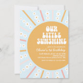 私たちのリトルサンシャインボーホフローラ最初の誕生日Inv 招待状 (正面)