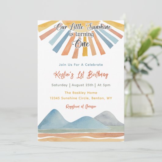 私たちのリトルサンシャインレインボー1st誕生日パーティー 招待状 (スタンド正面)