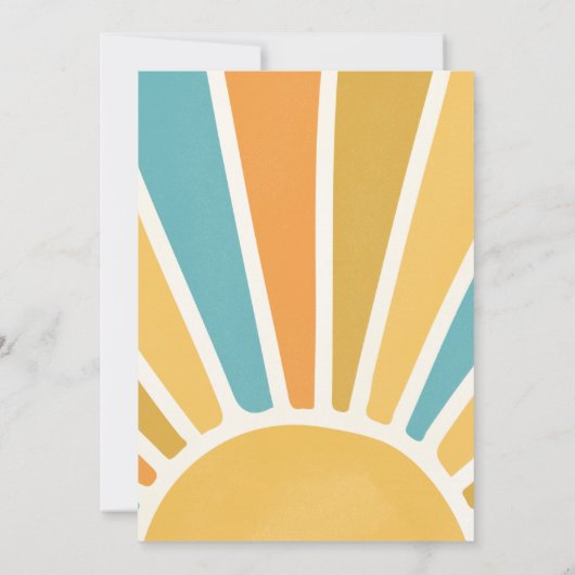 私たちのリトルサンシャイン1st誕生日パーティーレトロブルー 招待状 (裏面)