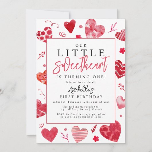 私たちのリトルスウィートアート子供の誕生日パーティー 招待状 (正面)