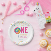 私たちのリトルスウィートアート棒つきキャンデー1st誕生日 ペーパープレート (パーティー)