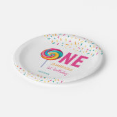 私たちのリトルスウィートアート棒つきキャンデー1st誕生日 ペーパープレート (アングル)