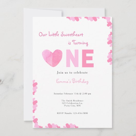 私たちのリトルスウィートファースト誕生日招待状 招待状 (正面)