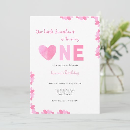 私たちのリトルスウィートファースト誕生日招待状 招待状 (スタンド正面)