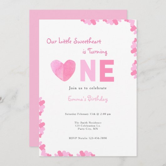 私たちのリトルスウィートファースト誕生日招待状 招待状 (正面/裏面)