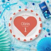 私たちのリトルスウィートファースト誕生日赤いハート ペーパープレート (パーティー)