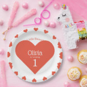 私たちのリトルスウィートファースト誕生日赤いハート ペーパープレート (パーティー)