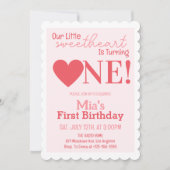私たちのリトルスウィートファースト1歳の誕生日パーティー 招待状 (正面)