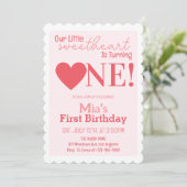 私たちのリトルスウィートファースト1歳の誕生日パーティー 招待状 (スタンド正面)